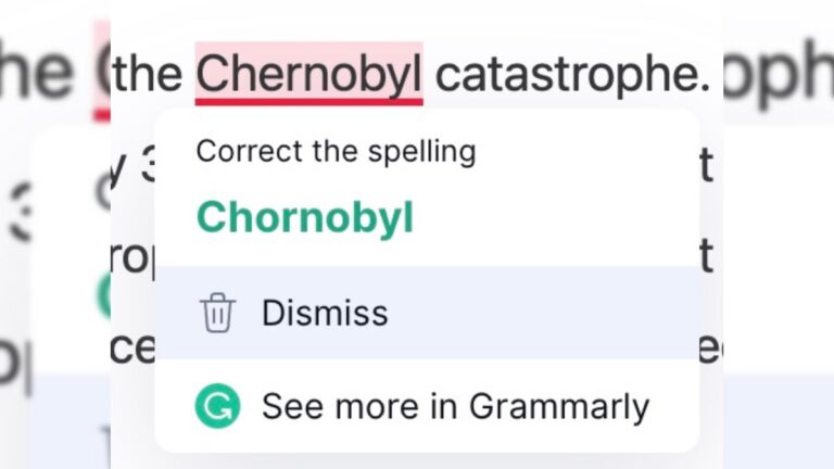 Grammarly changing Chernobyl Chornobyl