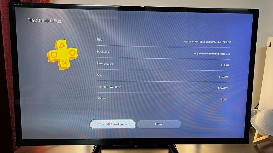 PS plus cancel on console