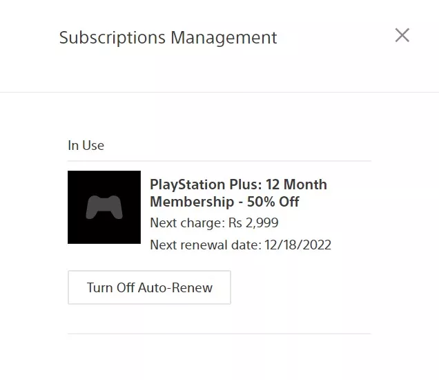 PlayStation plus turn off auto renewal pc