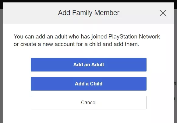 add child PS account