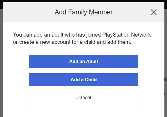 add child PS account