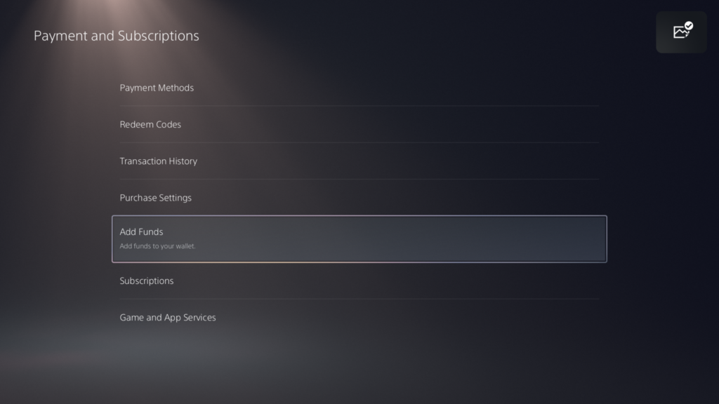 how to add funds to wallet on ps5 app