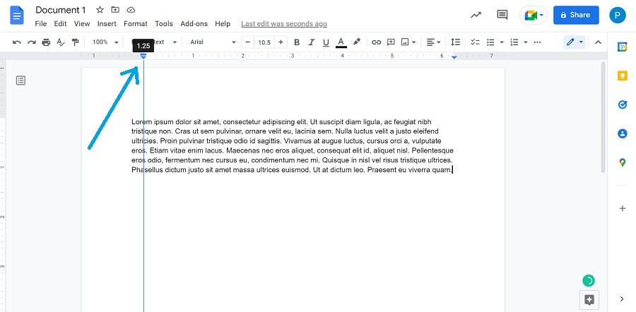 changing left margin in google docs