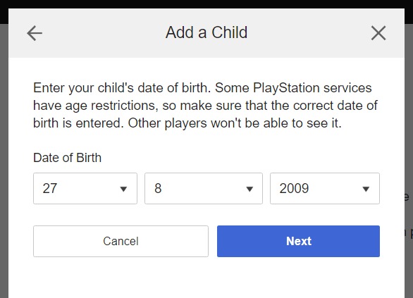 Playstation account deals date of birth