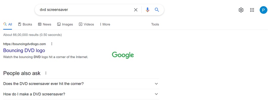 Google Search Adds DVD Screensaver Easter Egg