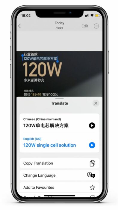 iOS 16 translate