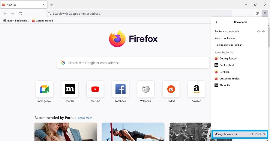 manage bookmarks firefox
