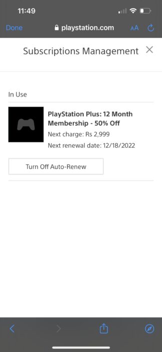 ps app turn off auto renewal