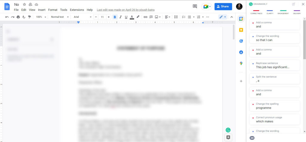 how to use grammarly on google docs
