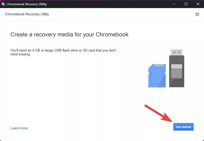 Chromebook recovery utility home page