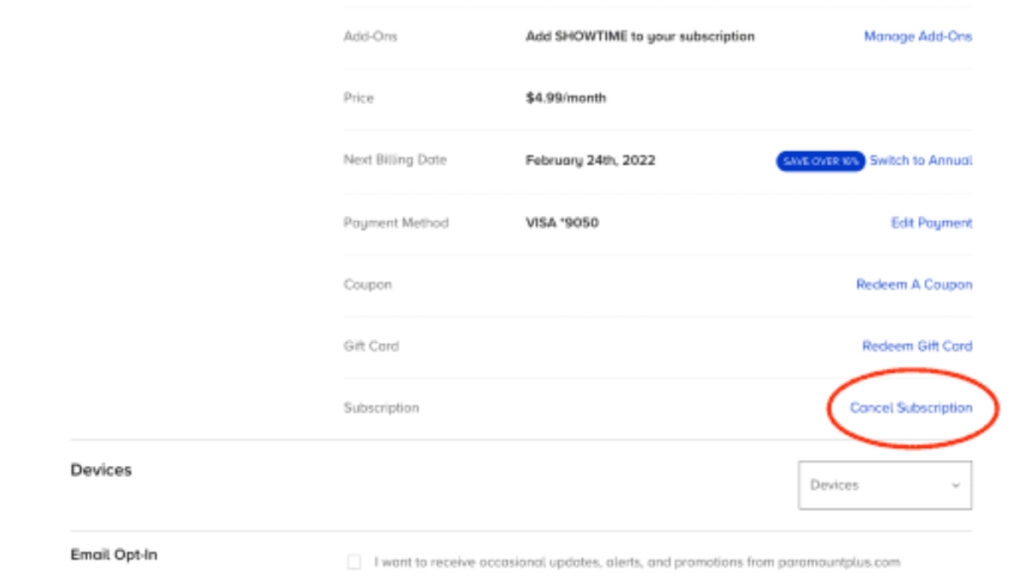 How to cancel Paramount Plus subscription