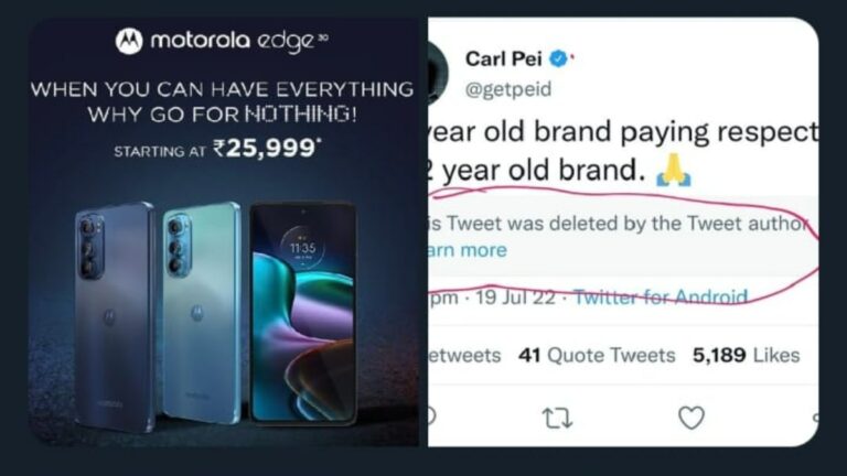 Motorola Deletes Tweet Trolling Nothing, But Pei's RT Remains