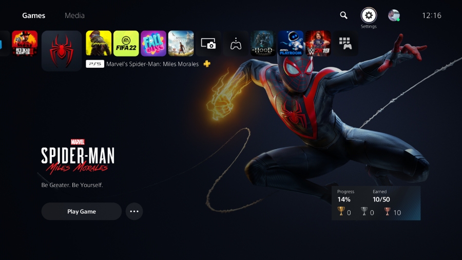 PS5 home screen