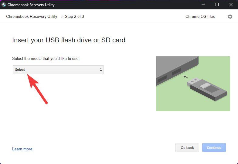 Select your flash drive
