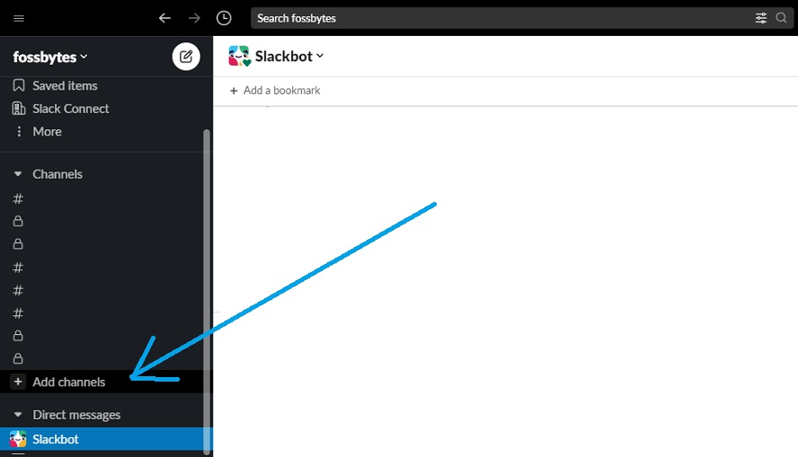add channel button slack