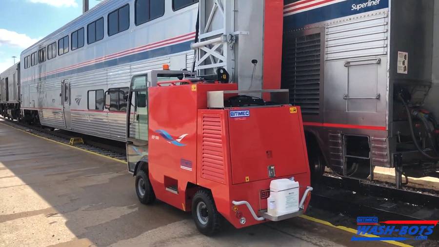 bitimec wash bot cleaning a train