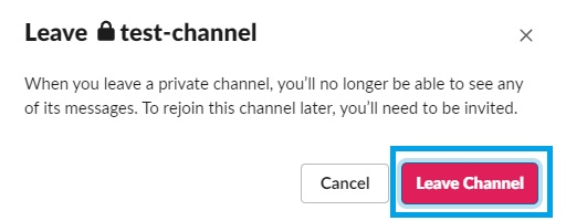 confirm leave channel in slack
