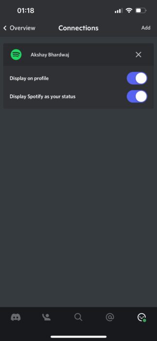 discord connections menu