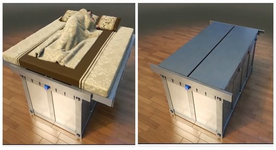 earthquake safety bed normal and transformed looks