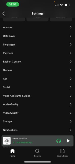 ios spotify audio settings