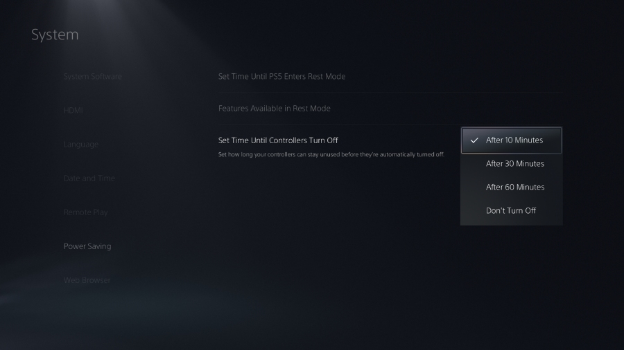ps5 power saving settings