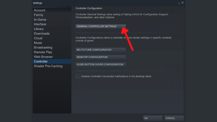 steam controller settings