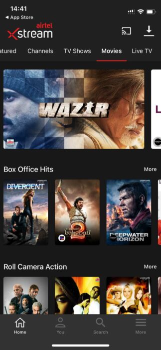 Airtel Xstream best Hindi movies app