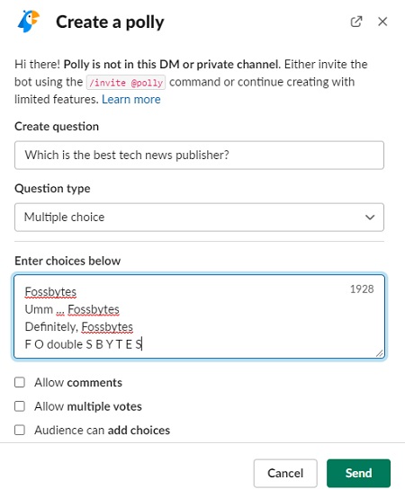 create a polly window