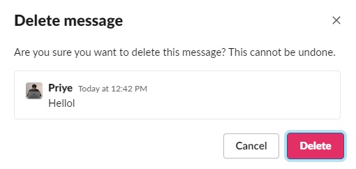 delete message confirmation in slack