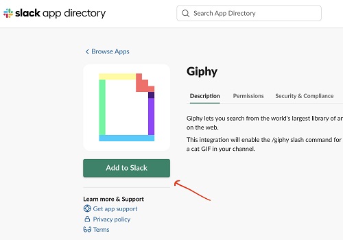 giphy add to slack button in slack