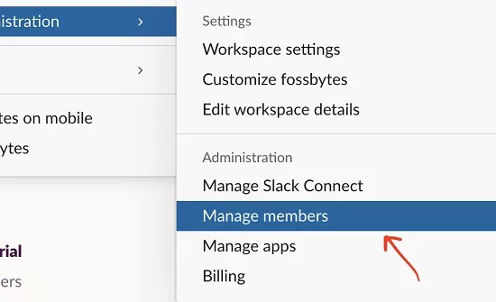 manage members in settings and administration in slack