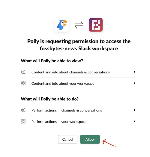 polly permission in slack