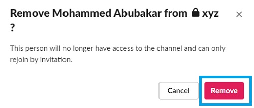 remove member confirmation in slack