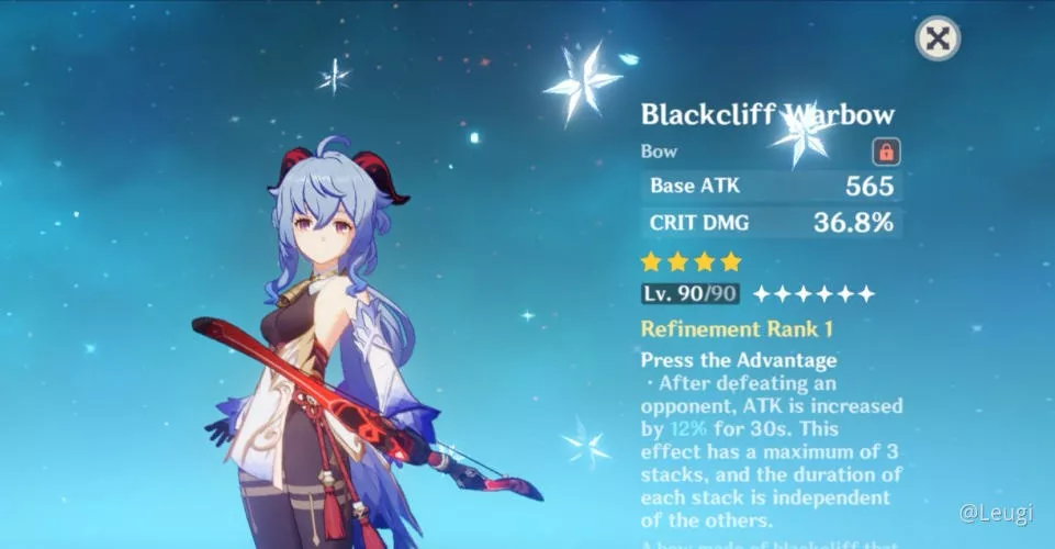 Blackcliff warbow - best bows for ganyu