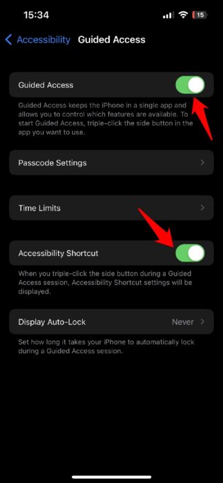 guided access accessibility shortcut