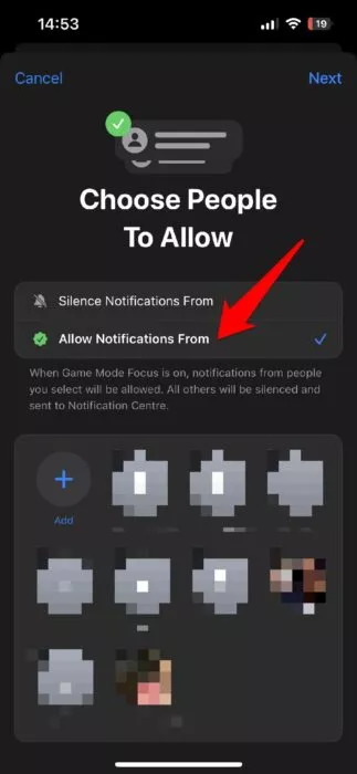 silence notification from people