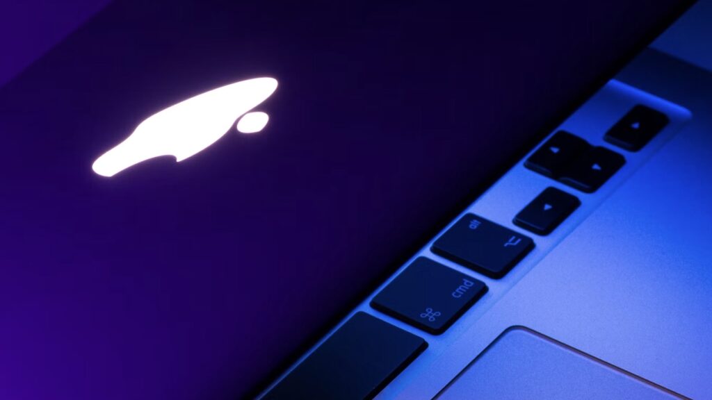 MacBook glowing apple logo