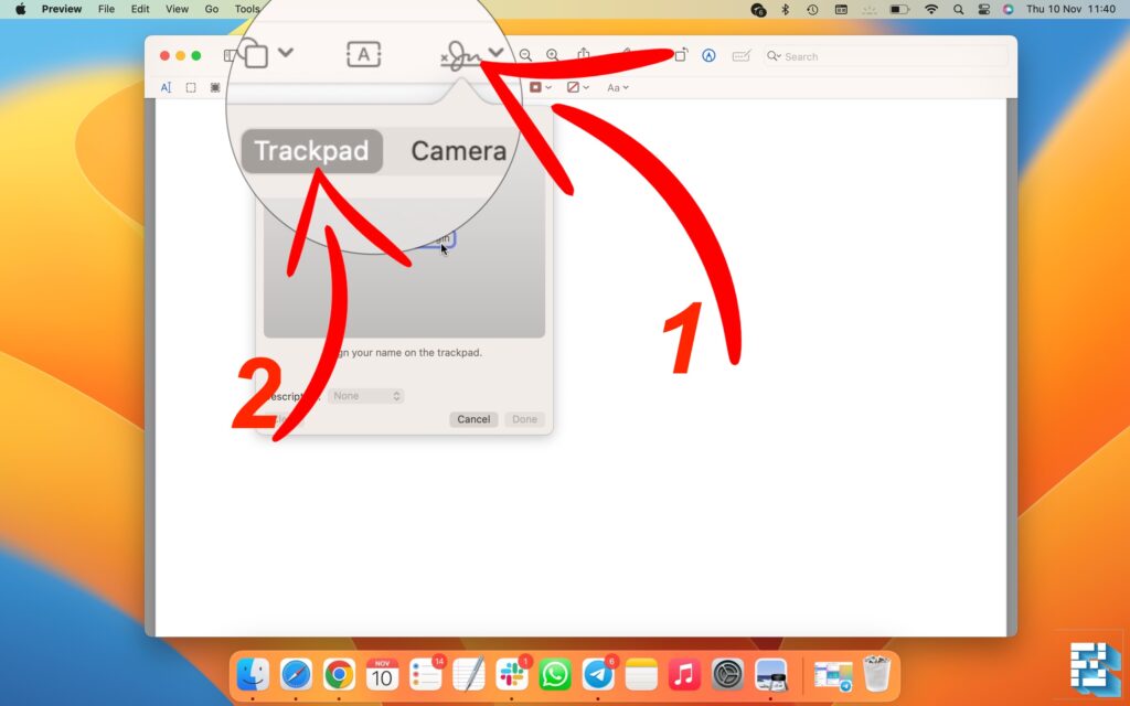 1. electronically sign PDF on mac method 2