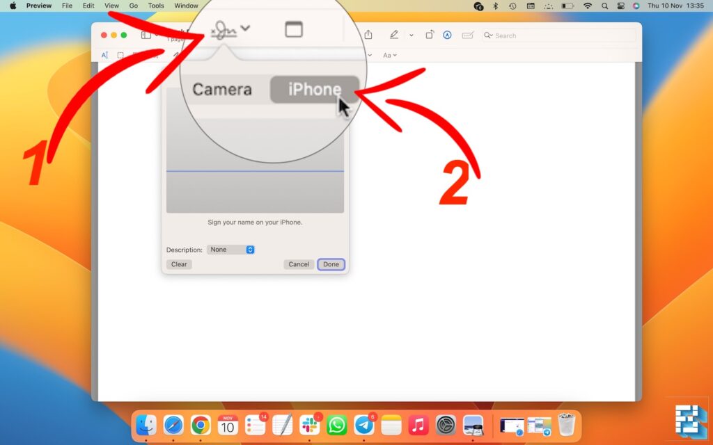 2. Use iPhone to digitally sign documents on Mac