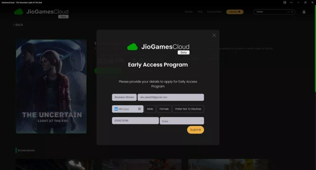 JioGames Cloud Early Access