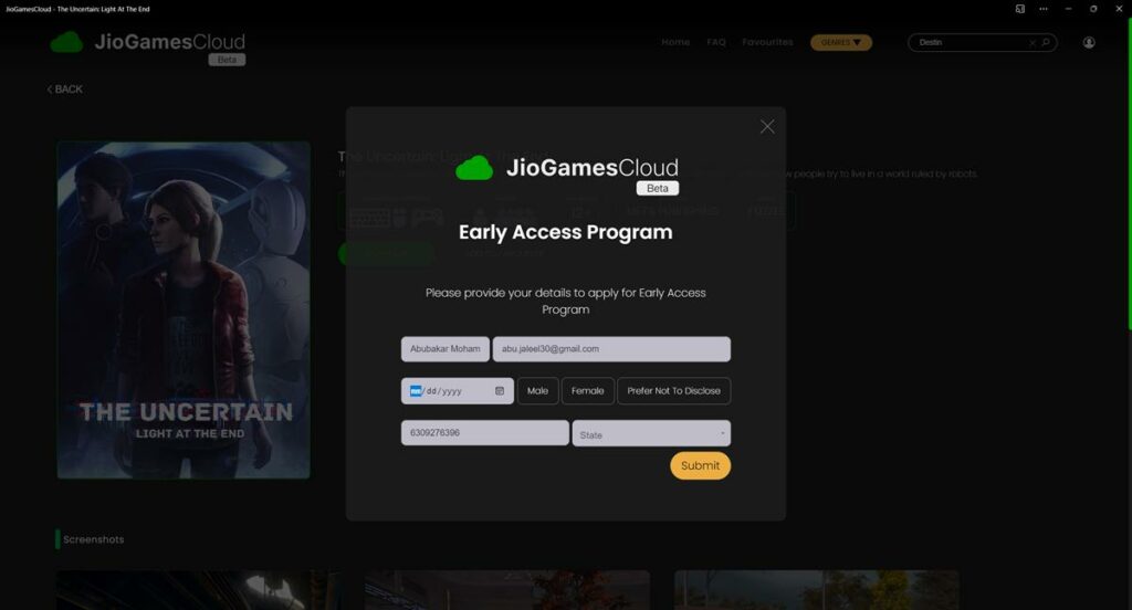 JioGames Cloud Early Access