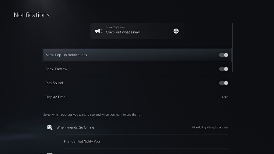 playstation 5 notifications