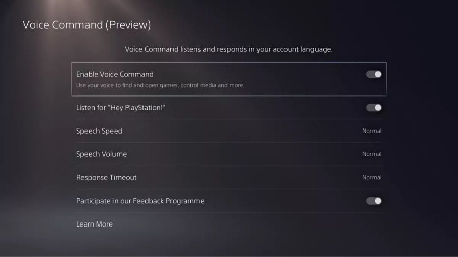 ps5 voice commands