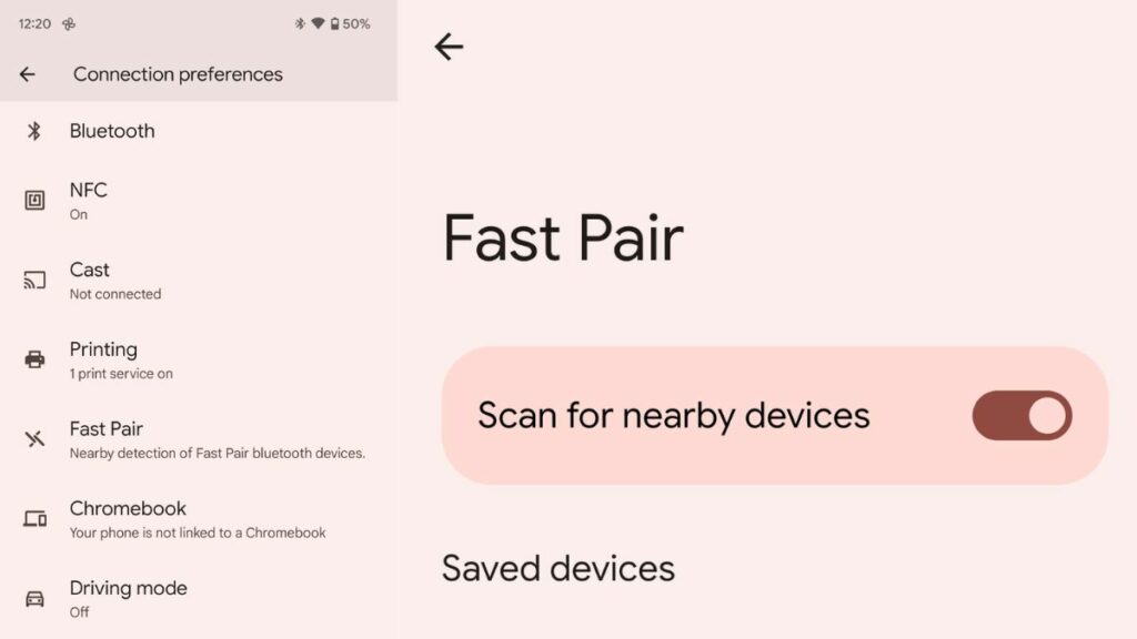Android 14 DP1 New Fast Pair Option