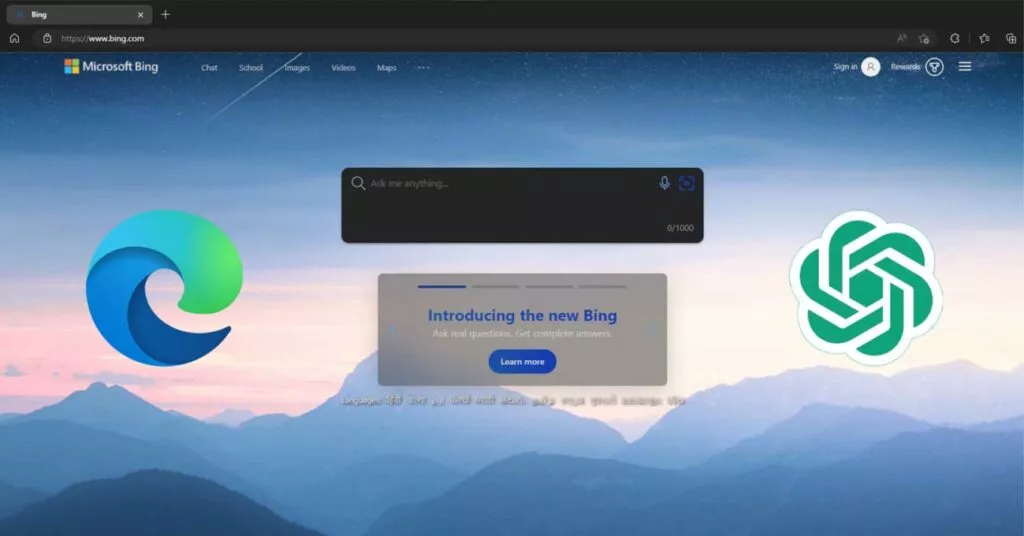 Chatgpt Microsoft Bing Edge przeglądarka