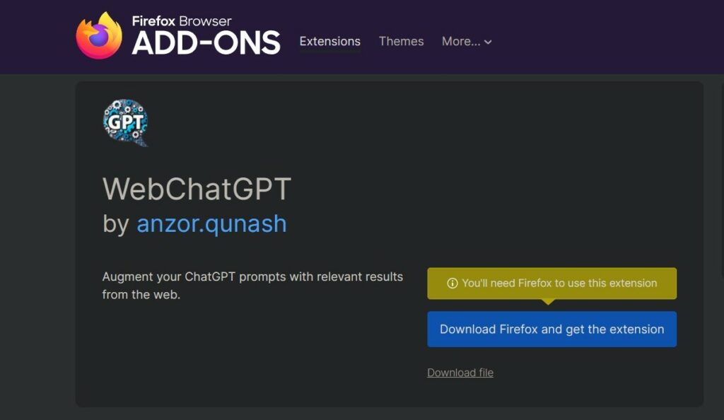 Firefox-web-chatgpt, كيفية منح الوصول إلى الإنترنت لـ ChatGPT للحصول على إجابات محدثة