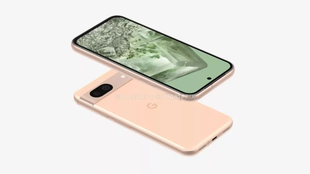 Side photo of the leaked render for the Pixel 8A