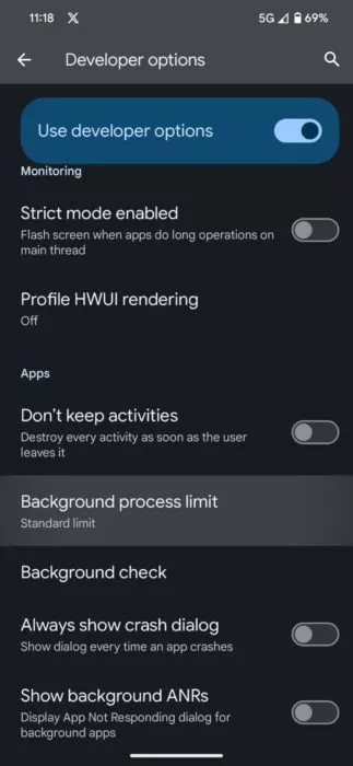 Background app limit