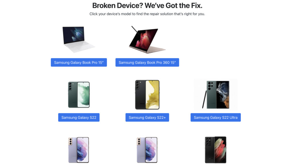 Devices under Samsung's Self Repair Program