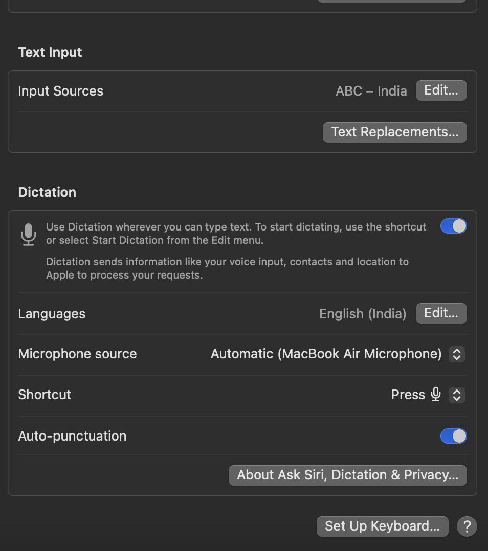 keyboard dictation macOS Sonoma feature